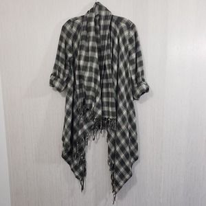 Billabong Live it up cardigan with tab sleeves and tassel fringe woman's size S